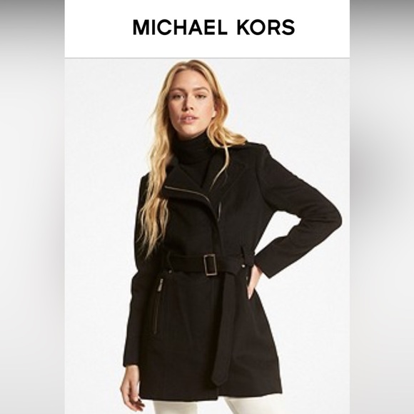 Michael Kors Belted Black Coat -LIKE NEW - Picture 1 of 8